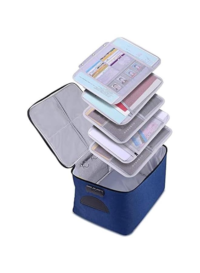 Generic Large File Organizer Bag with Lock(15x11x7.8),Document Holder Bag with Removable Layers for Laptop,Files,Certificates,Cards,Money,Valuables,Oxford Storage Box for Travel Office Home (Royal Blue)  - Image 1