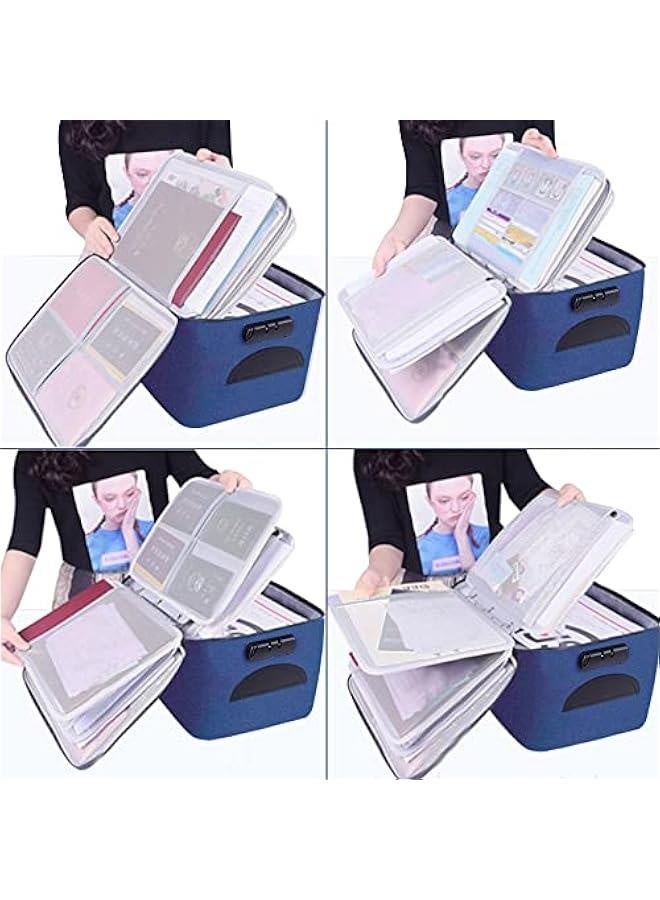 Generic Large File Organizer Bag with Lock(15x11x7.8),Document Holder Bag with Removable Layers for Laptop,Files,Certificates,Cards,Money,Valuables,Oxford Storage Box for Travel Office Home (Royal Blue)  - Image 2