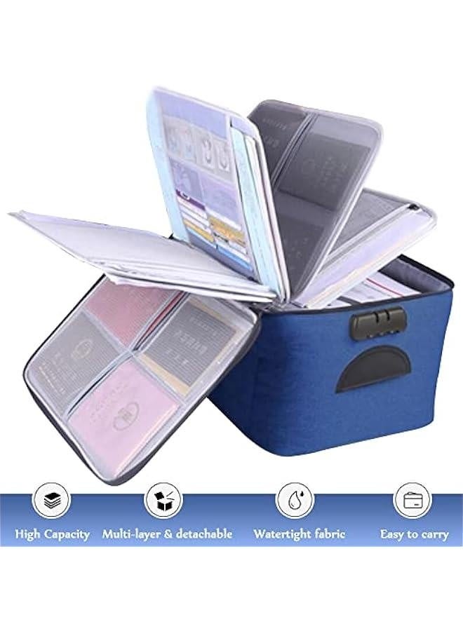 Generic Large File Organizer Bag with Lock(15x11x7.8),Document Holder Bag with Removable Layers for Laptop,Files,Certificates,Cards,Money,Valuables,Oxford Storage Box for Travel Office Home (Royal Blue)  - Image 3