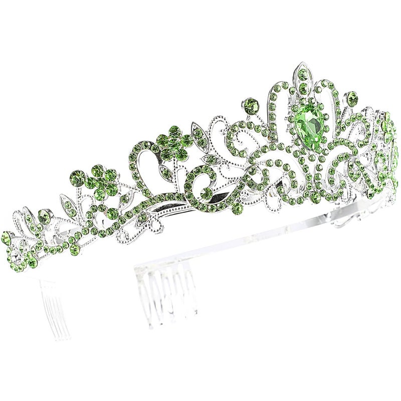 cheekyglo 3pcs Headband Rhinestones Bridal Headdress Banquet Christmas Bride, Crowns Women, Decor Combs Wedding Rhinestone Birthday Chic Alloy and for Handcrafted Green - Image 4