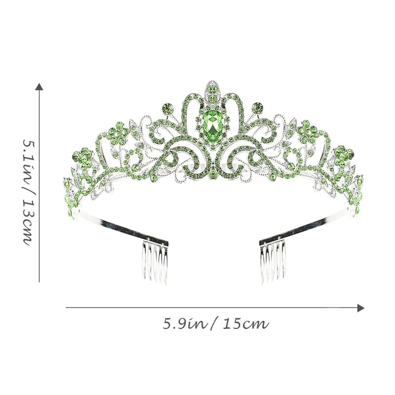 cheekyglo 3pcs Headband Rhinestones Bridal Headdress Banquet Christmas Bride, Crowns Women, Decor Combs Wedding Rhinestone Birthday Chic Alloy and for Handcrafted Green - Image 3