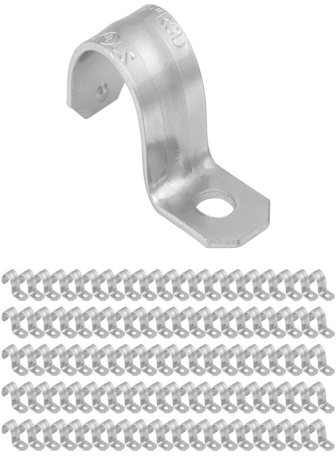 Maxxima 1/2 in. Rigid or RMC Push-On 1-Hole Pipe Straps for Conduit Installation, Zinc Plated Steel (100 Pack) - Image 1