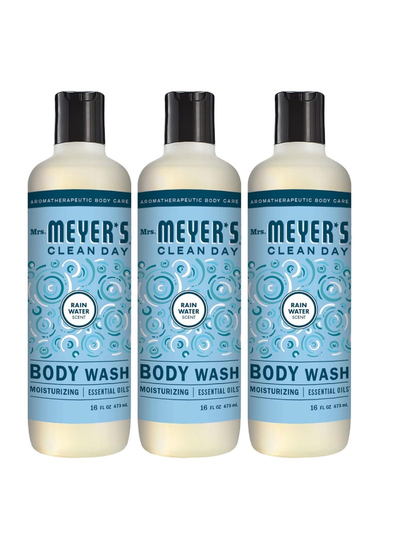 Mrs. Meyer's Clean Day MRS. MEYER'S CLEAN DAY Moisturizing Body Wash for Women and Men, Biodegradable Shower Gel Formula Made with Essential Oils, Rain Water, 16 oz Bottle, Pack of 3 - Image 1