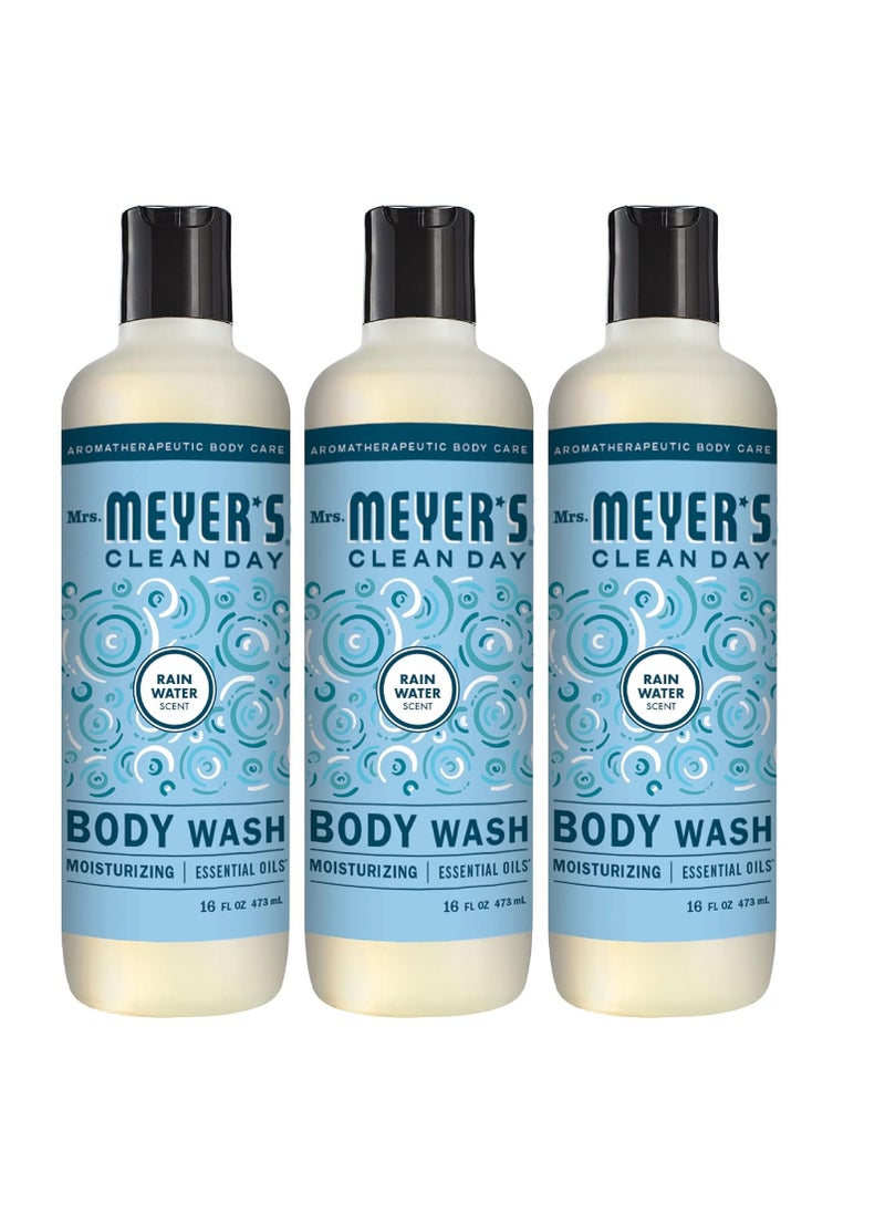 Mrs. Meyer's Clean Day - MRS. MEYER'S CLEAN DAY Moisturizing Body Wash for Women and Men, Biodegradable Shower Gel Formula Made with Essential Oils, Rain Water, 16 oz Bottle, Pack of 3 - Image 1