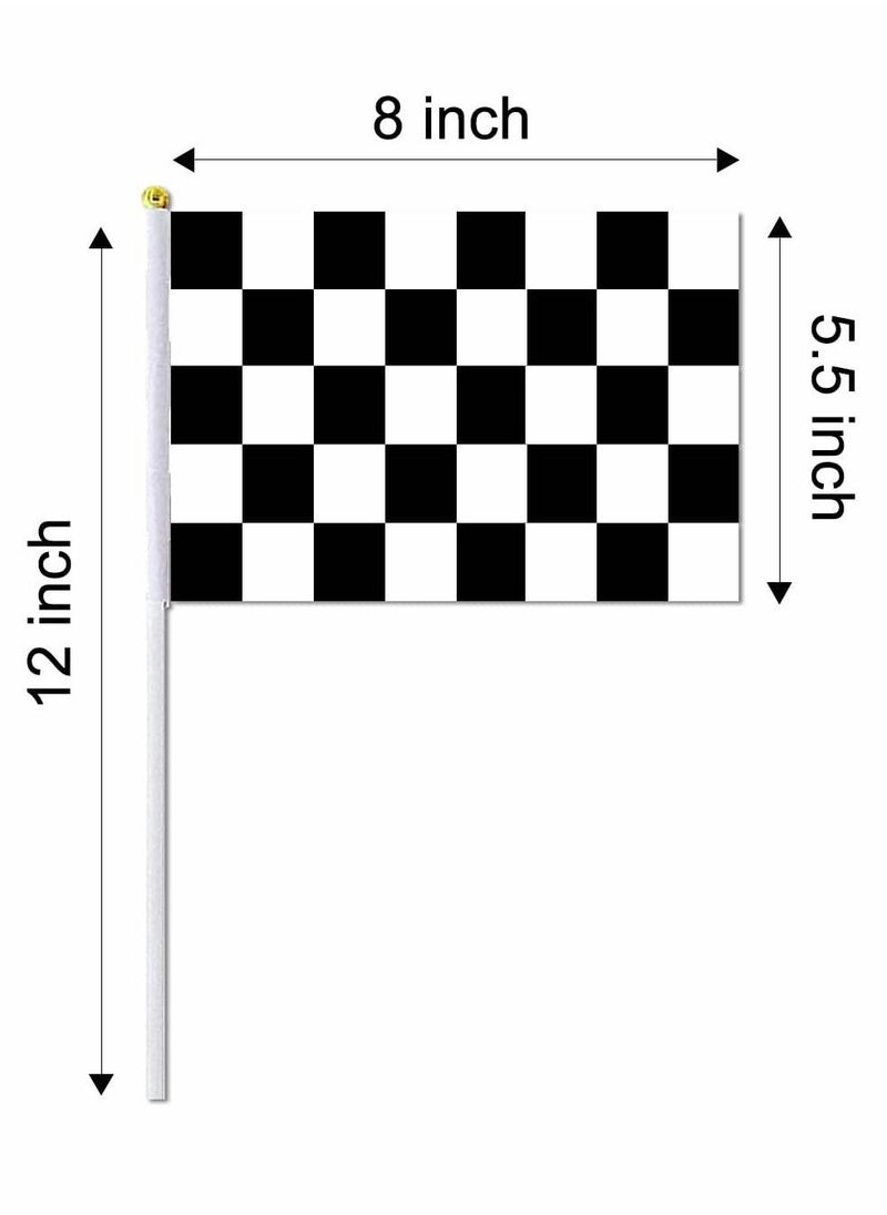 Hand Held Stick Flags, 20 Pack 8x5.5 Black and White Checkered Racing Stick Flag for Race Party Supplies - Image 2