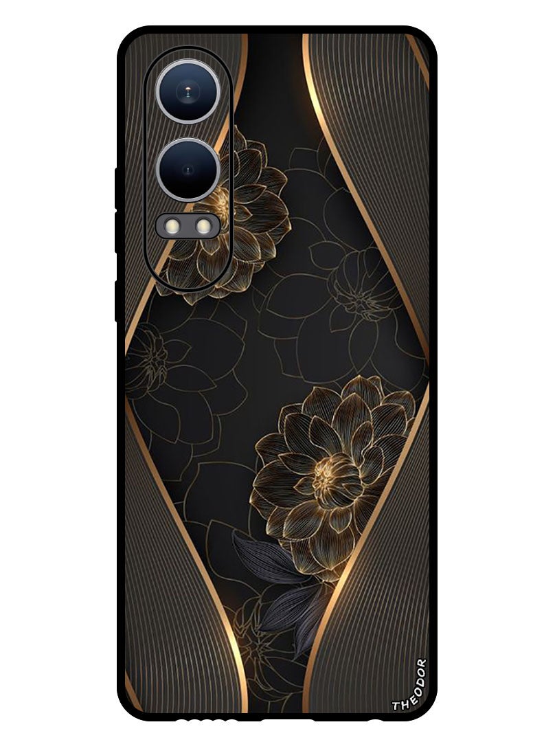 Theodor Protective Case Anti Scratch Shock Proof Bumper Cover For Oppo K12x (China) Gold flower  - Image 1