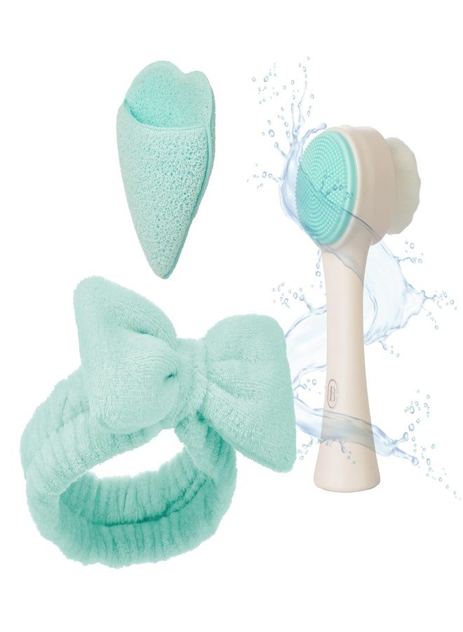 Bella Ciao 3-in-1 Facial Skin Care Set - Makeup Remover Pads, Plush Headband, Dual Function Face Brush: Exfoliation & Cleansing - Skincare Set for Make Up Remover & Facial Cleansing Brush - Image 1