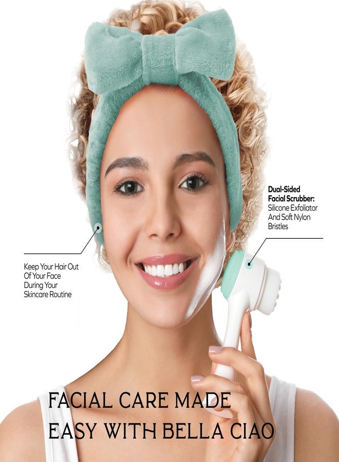 Bella Ciao 3-in-1 Facial Skin Care Set - Makeup Remover Pads, Plush Headband, Dual Function Face Brush: Exfoliation & Cleansing - Skincare Set for Make Up Remover & Facial Cleansing Brush - Image 2