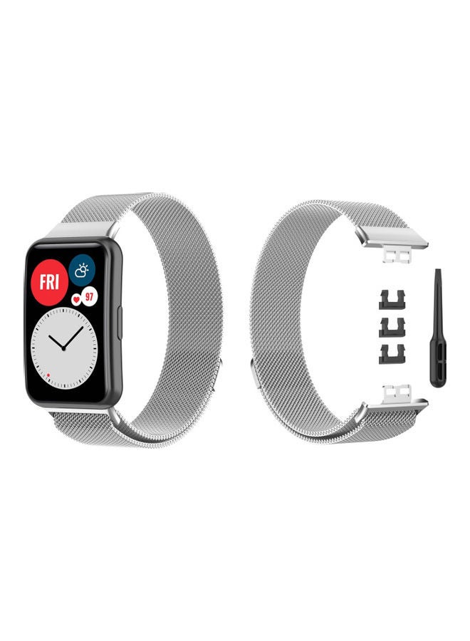 Milanese Replacement Band For Huawei Watch Fit Silver - Image 2