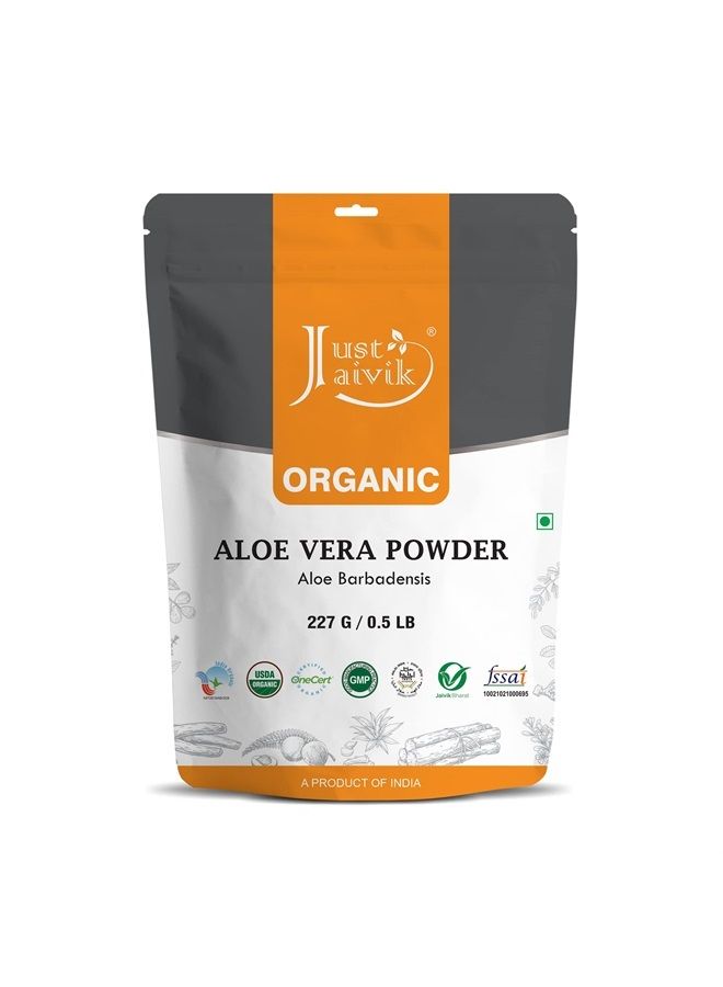Just Jaivik 100% Organic Aloe Vera Powder - 227g /0.5 LB USDA Organic Certified (Aloe Barbadensis) for - Image 1