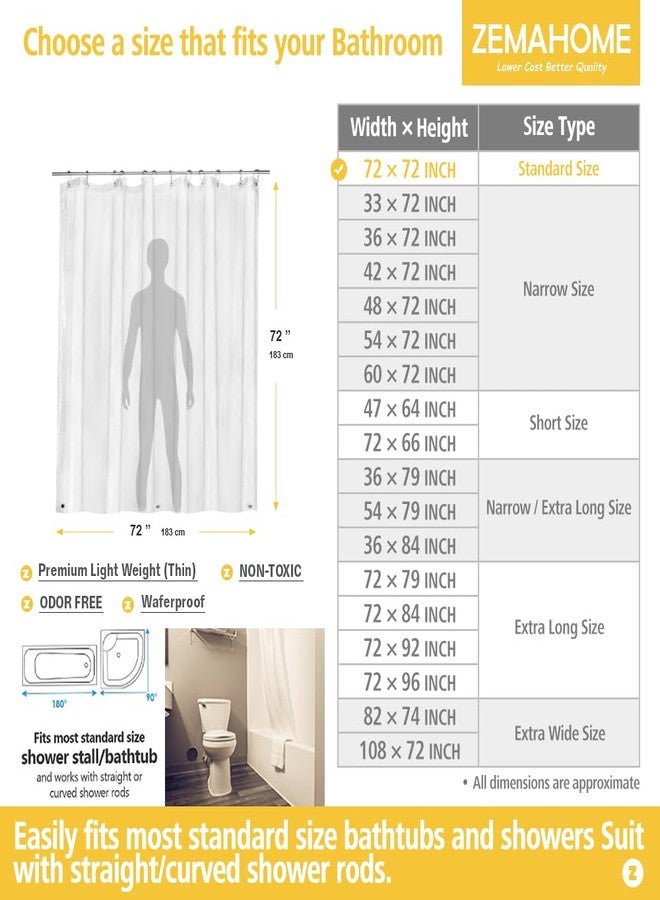 ZEMAHOME بطانة ستارة حمام شفافة من بلاستيك PEVA من زيماهوم، خفيفة الوزن وعالية الجودة، مقاس 72 بوصة × 72 بوصة، مزودة بحلقات معدنية مقاومة للصدأ ومغناطيس مُثقّل. - Image 2