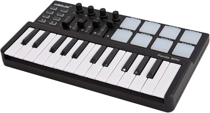 Btuty لوحة مفاتيح MIDI Panda mini الصغيرة والمحمولة، بـ 25 مفتاحًا، تتوافق مع منصات MIDI، تعمل عبر منفذ USB - Image 1