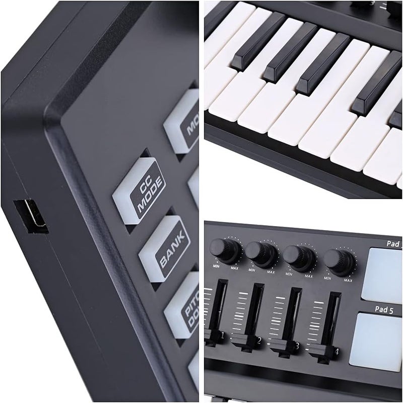 Btuty لوحة مفاتيح MIDI Panda mini الصغيرة والمحمولة، بـ 25 مفتاحًا، تتوافق مع منصات MIDI، تعمل عبر منفذ USB - Image 3