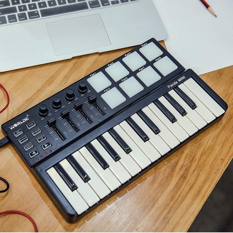 Btuty لوحة مفاتيح MIDI Panda mini الصغيرة والمحمولة، بـ 25 مفتاحًا، تتوافق مع منصات MIDI، تعمل عبر منفذ USB - Image 5