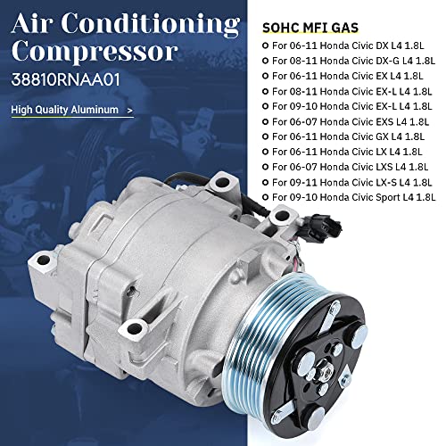 Hypertune Air A/C Conditioning Compressor For 2006-2011 Honda Civic 1.8L A/C System Civic 8th Generation with Clutch TRSE07 - Image 2