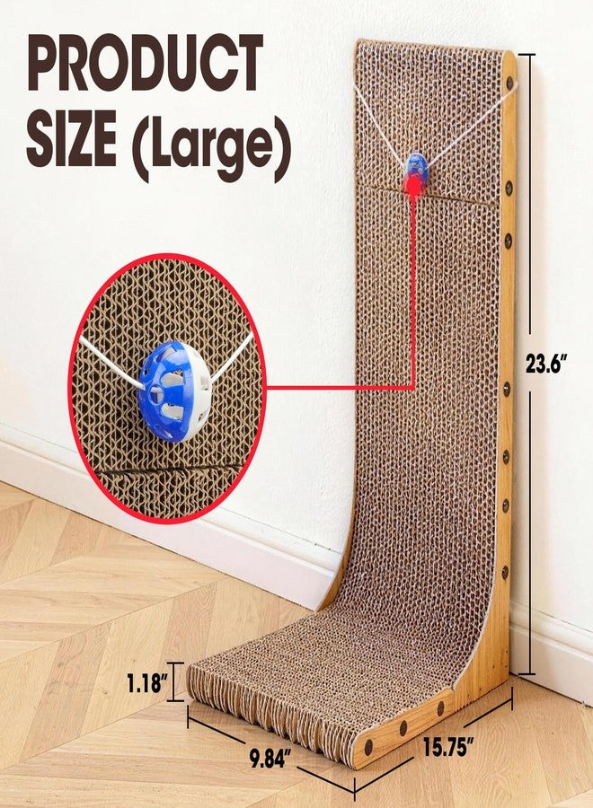 YesBes 2 Pack Cat Scratcher, 23.6 Inch L Shape Vertical Cat Scratching Board with Ball Toy for Indoor Cats, Large Cat Scratching Post for Wall and Couch - Image 2