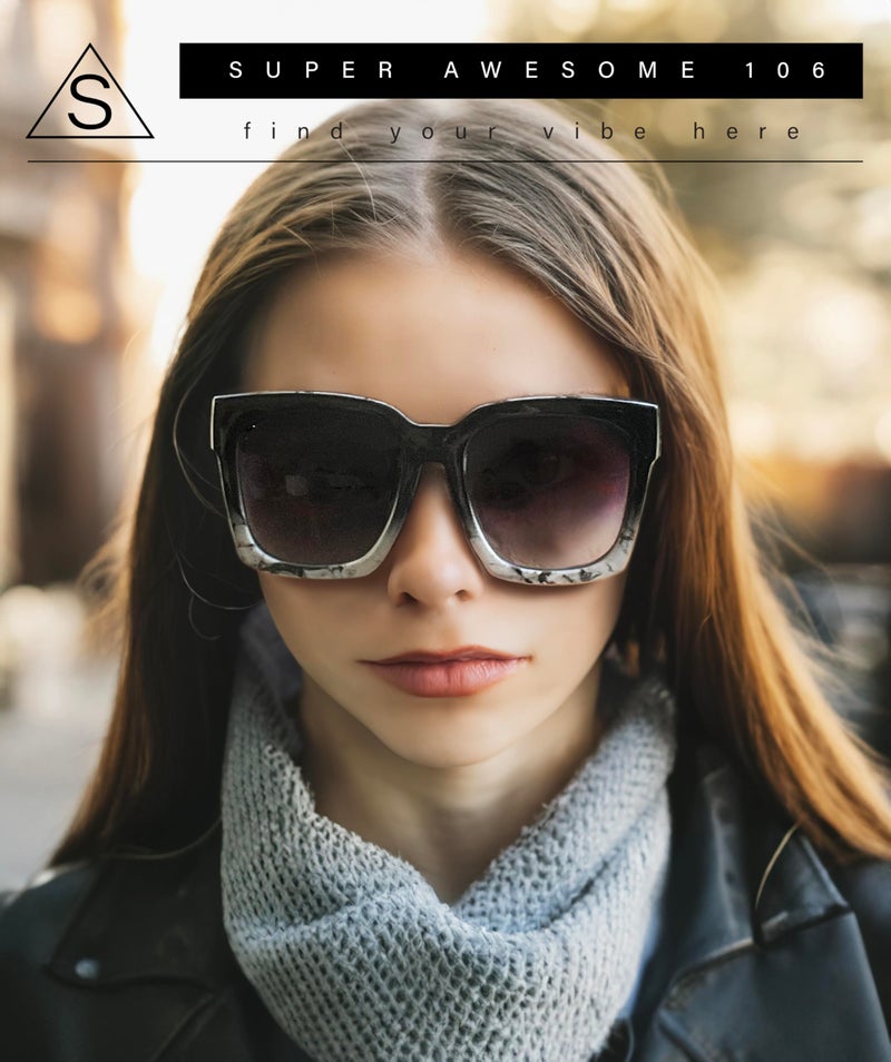 SA106 Womens Boyfriend Style Oversize Horned Rim Thick Plastic Sunglasses Matte Solid Black - Image 5
