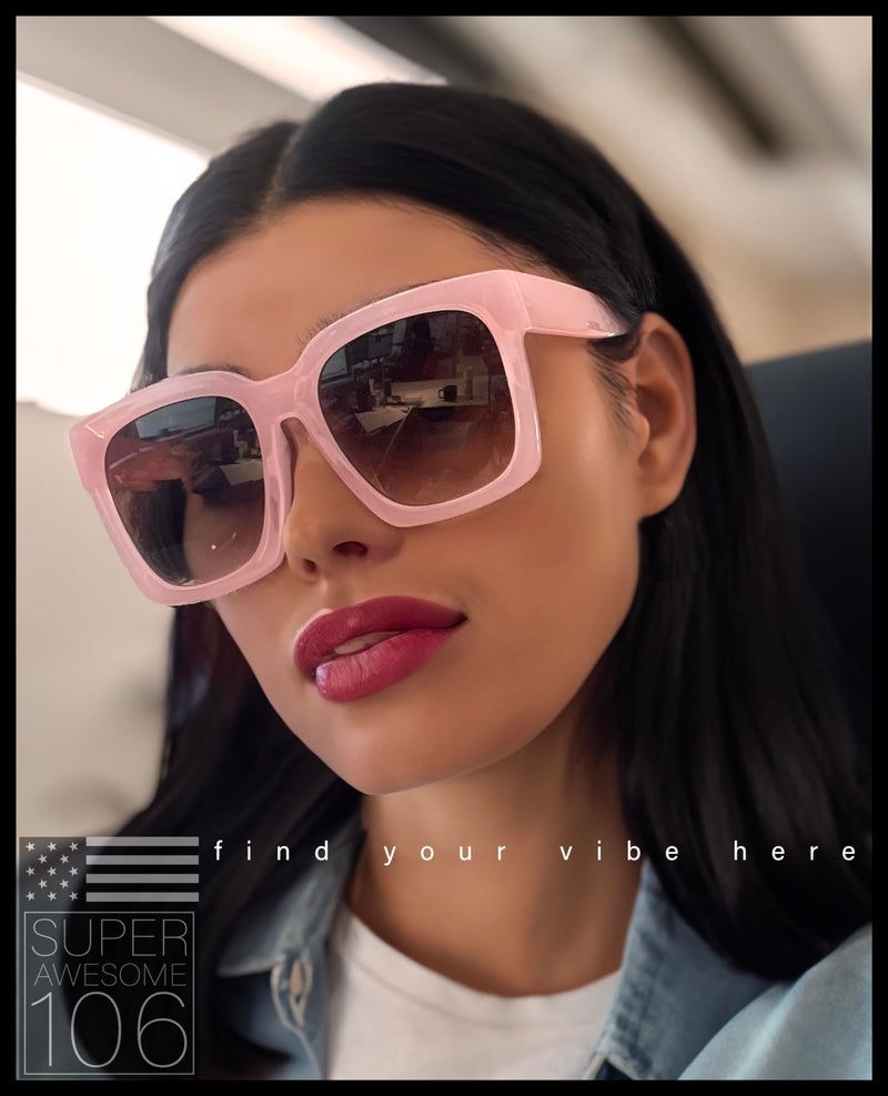 SA106 Womens Boyfriend Style Oversize Horned Rim Thick Plastic Sunglasses Matte Solid Black - Image 4