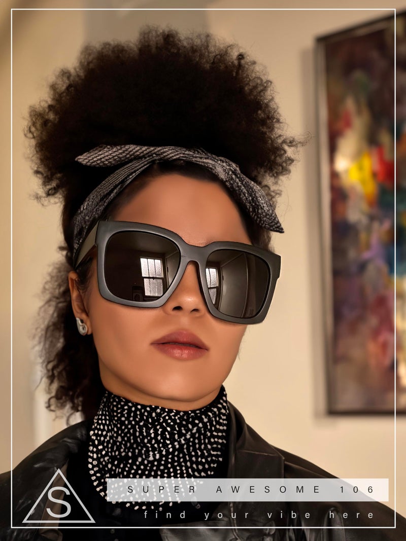 SA106 Womens Boyfriend Style Oversize Horned Rim Thick Plastic Sunglasses Matte Solid Black - Image 2