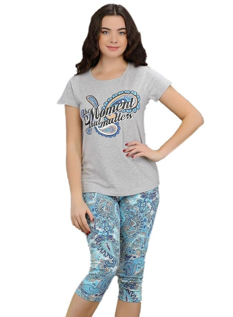 جنة بيجامة نسائي قطن برمودا - PJ 580