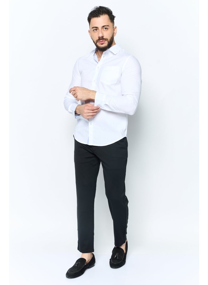 English Laundry Men Regular Fit Chest Pocket Long Sleeve Casual Shirts, White  - Image 2