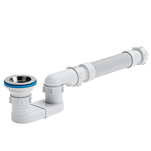 mucol Low Profile 1-1/2" Bathtub Shower Drain with Flexible and Flat P Trap for Freestanding Tub Drain for Bath - Image 2
