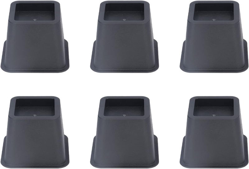 3 Inch Furniture Risers, Trapezoid Sofa Leg Pads, 6 Pack Black - Durable Plastic, Increase Bed Height, Ergonomic Support for Sofa and Table - Image 1