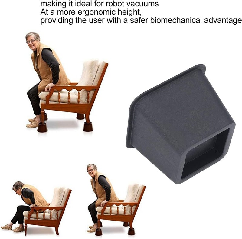 3 Inch Furniture Risers, Trapezoid Sofa Leg Pads, 6 Pack Black - Durable Plastic, Increase Bed Height, Ergonomic Support for Sofa and Table - Image 3