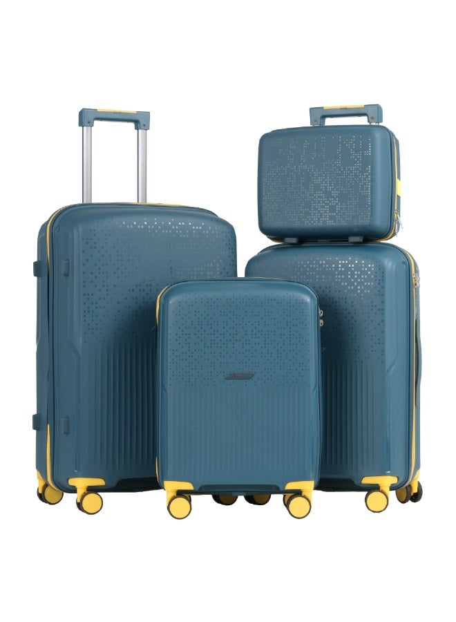 Eagle Express NEON X PP Hard Shell Luggage Set of 4 (14/20/24/28-inch) - Anti-Theft Zipper, 8 Spinner Wheels -  Peacock Blue - 2 Year Warranty - Image 1