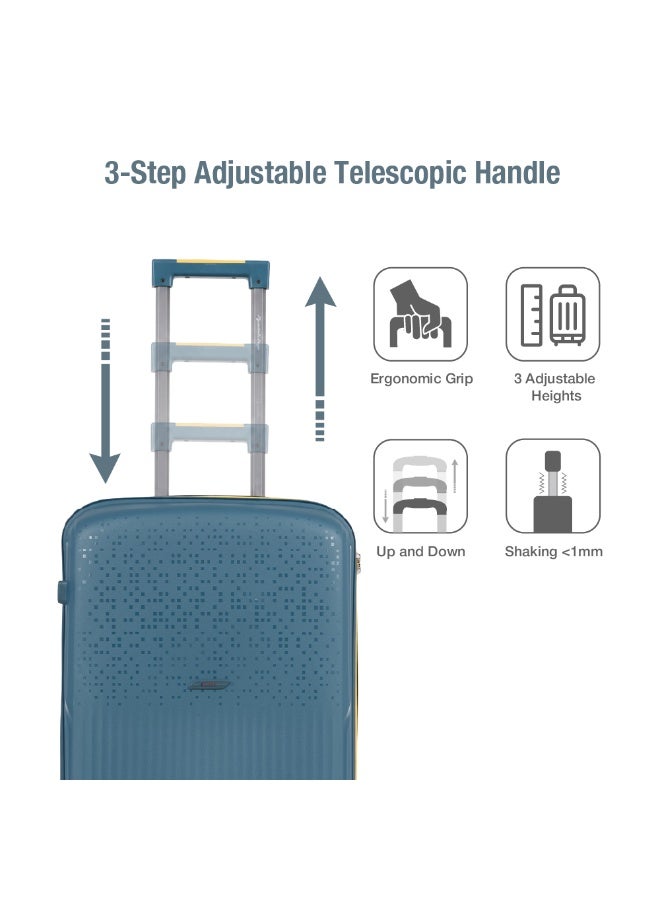 Eagle Express NEON X PP Hard Shell Luggage Set of 4 (14/20/24/28-inch) - Anti-Theft Zipper, 8 Spinner Wheels -  Peacock Blue - 2 Year Warranty - Image 4