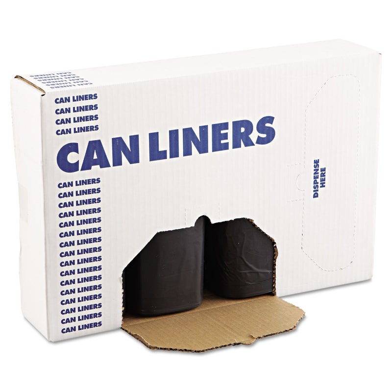 boardwalk Boardwalk 519 SHGrade Repro Can Liners 38x58 60gal 12mil Black 10 Bags per Roll Case of 10 Rolls  - Image 1