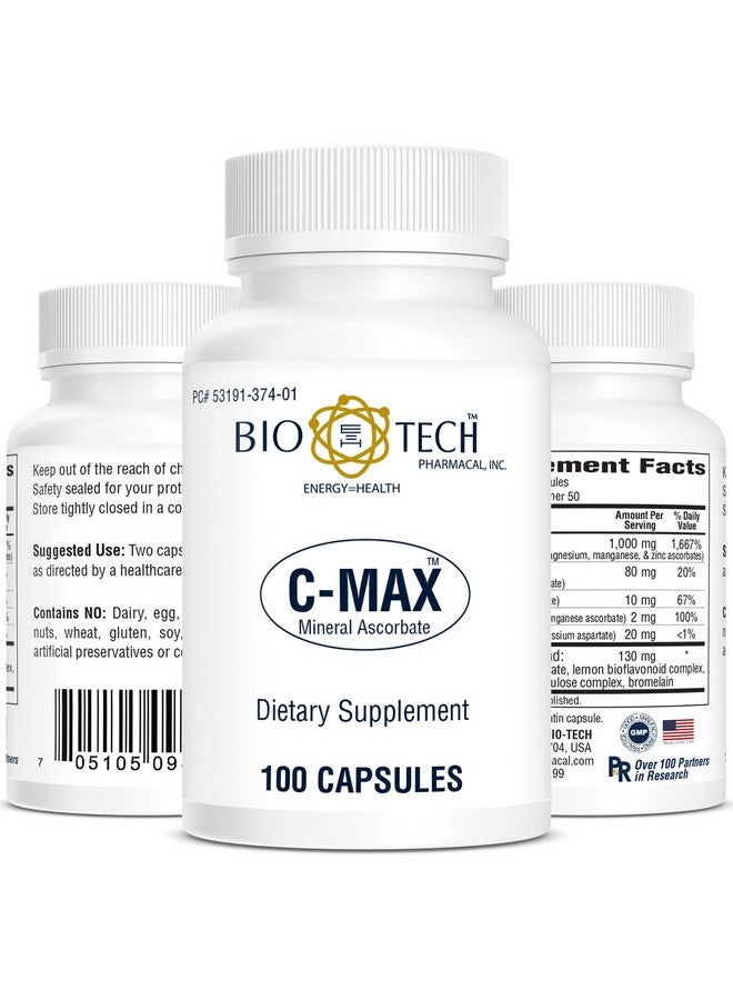 Bio-Tech Pharmacal C-Max Vitamin C Dietary supplement ascorbic acid essential nutrient powerful antioxidant for immune system natural citrus bioflavonoid normal histamine levels blood vessels bones tissue repair - 100 C - Image 1