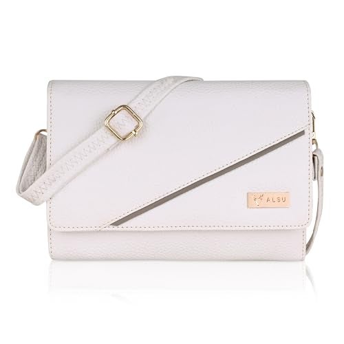 ALSU Women’s Vegan Leather Sling Bag | Stylish Crossbody Purse with Zipper Pocket & Card Slots | Magnetic Closure, Adjustable Strap| Premium Everyday Shoulder Bag for Women & Girls (White) - Image 1