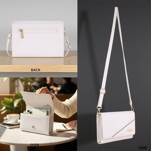 ALSU Women’s Vegan Leather Sling Bag | Stylish Crossbody Purse with Zipper Pocket & Card Slots | Magnetic Closure, Adjustable Strap| Premium Everyday Shoulder Bag for Women & Girls (White) - Image 4