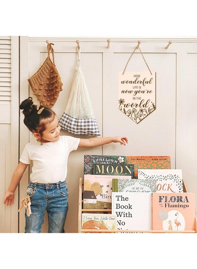 THEYGE Nursery Wall Plaque Wooden Girl Wall Art Banner Decor Pennant Wood Flag Hanging Wildflower Inspirational Wood Poster Wall Decor For Kid Room Baby Girl Bedroom Playroom Decor - Image 2