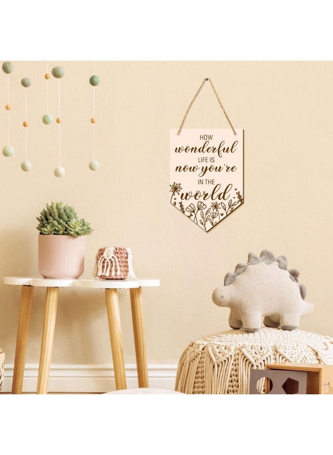 THEYGE Nursery Wall Plaque Wooden Girl Wall Art Banner Decor Pennant Wood Flag Hanging Wildflower Inspirational Wood Poster Wall Decor For Kid Room Baby Girl Bedroom Playroom Decor - Image 5