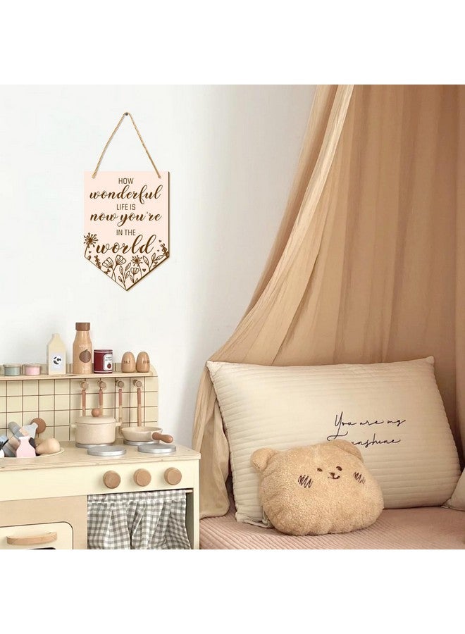 THEYGE Nursery Wall Plaque Wooden Girl Wall Art Banner Decor Pennant Wood Flag Hanging Wildflower Inspirational Wood Poster Wall Decor For Kid Room Baby Girl Bedroom Playroom Decor - Image 3