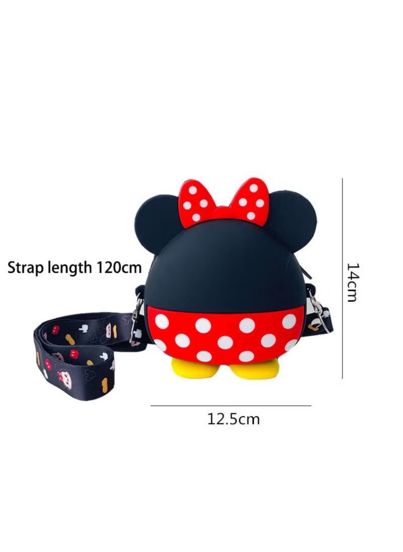 JSDUN - Minnie Mouse Shoulder Bag for Kids Cute Cartoon Silicone Mini Kids Purse, Cartoon Minnie Shoulder Bag with Adjustable Strap Length for Kids Gifts Birthday Gifts - Image 1