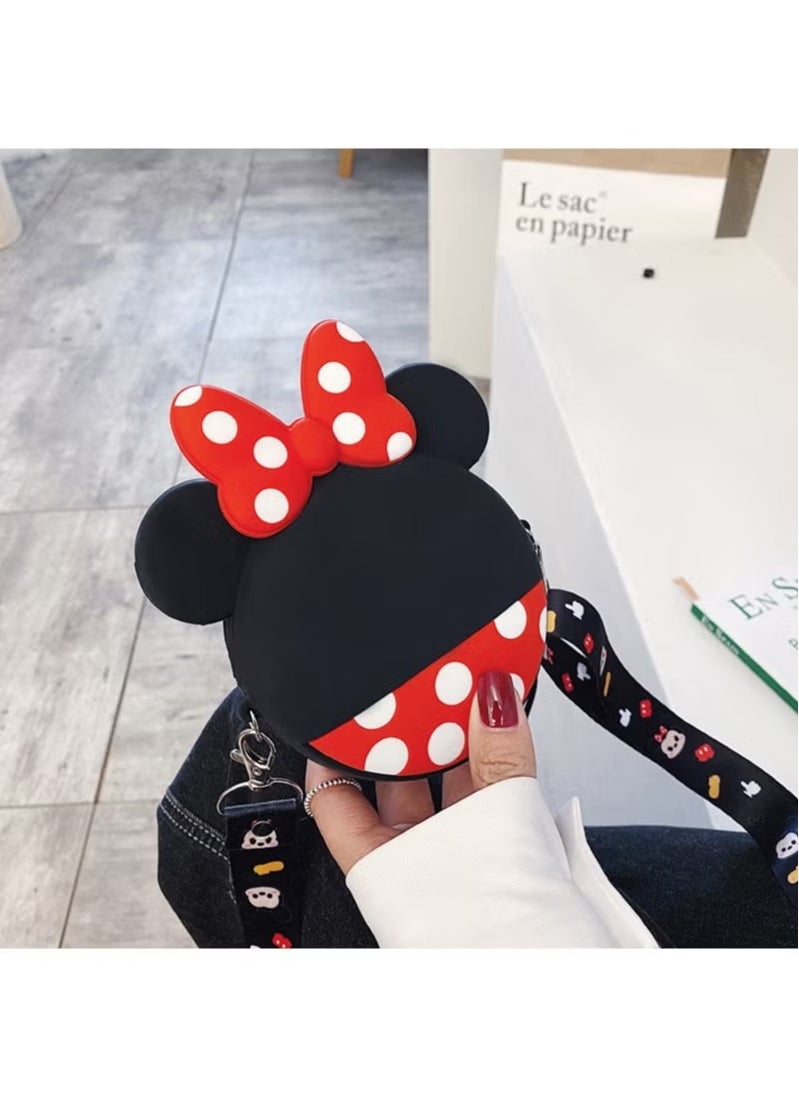 JSDUN - Minnie Mouse Shoulder Bag for Kids Cute Cartoon Silicone Mini Kids Purse, Cartoon Minnie Shoulder Bag with Adjustable Strap Length for Kids Gifts Birthday Gifts - Image 1