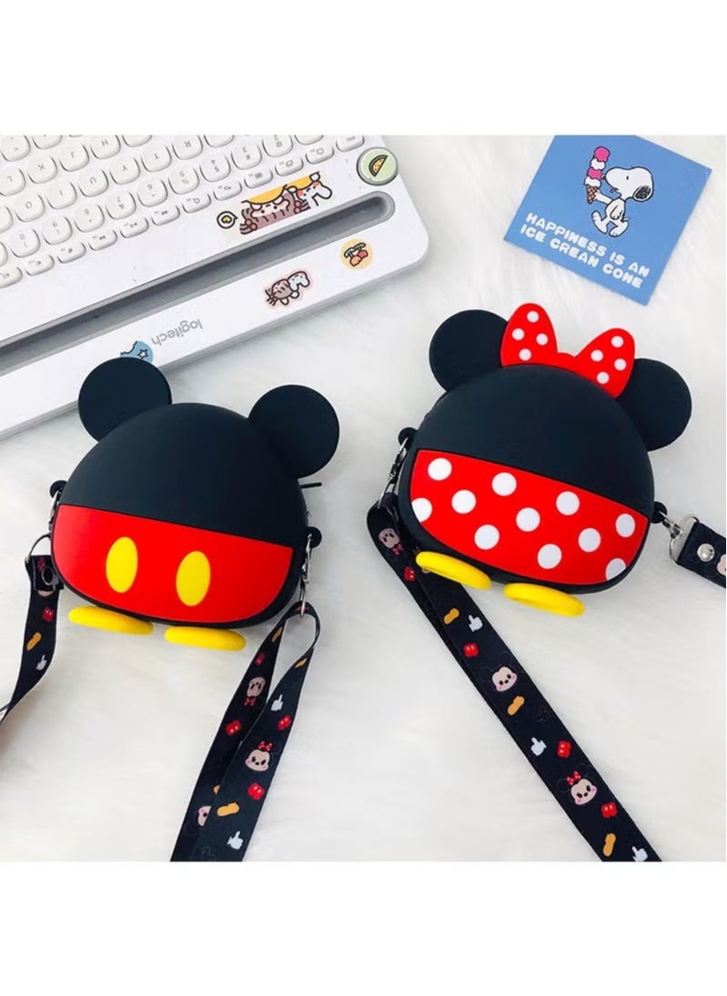 JSDUN - Minnie Mouse Shoulder Bag for Kids Cute Cartoon Silicone Mini Kids Purse, Cartoon Minnie Shoulder Bag with Adjustable Strap Length for Kids Gifts Birthday Gifts - Image 1