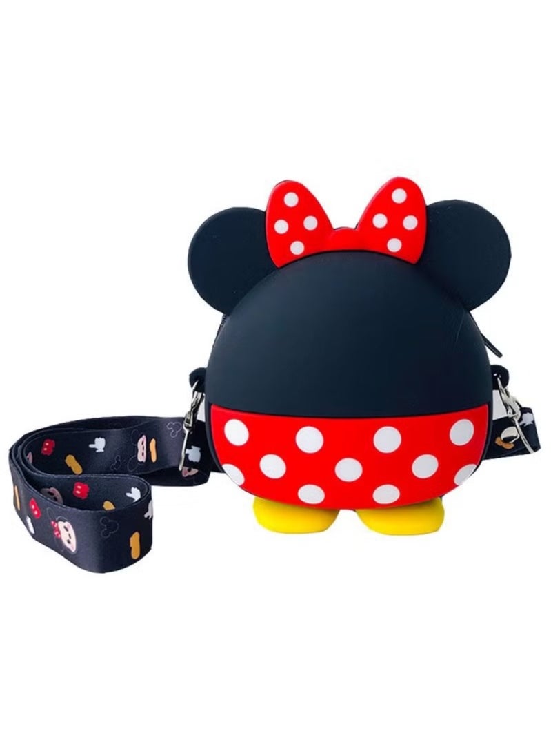 JSDUN - Minnie Mouse Shoulder Bag for Kids Cute Cartoon Silicone Mini Kids Purse, Cartoon Minnie Shoulder Bag with Adjustable Strap Length for Kids Gifts Birthday Gifts - Image 1