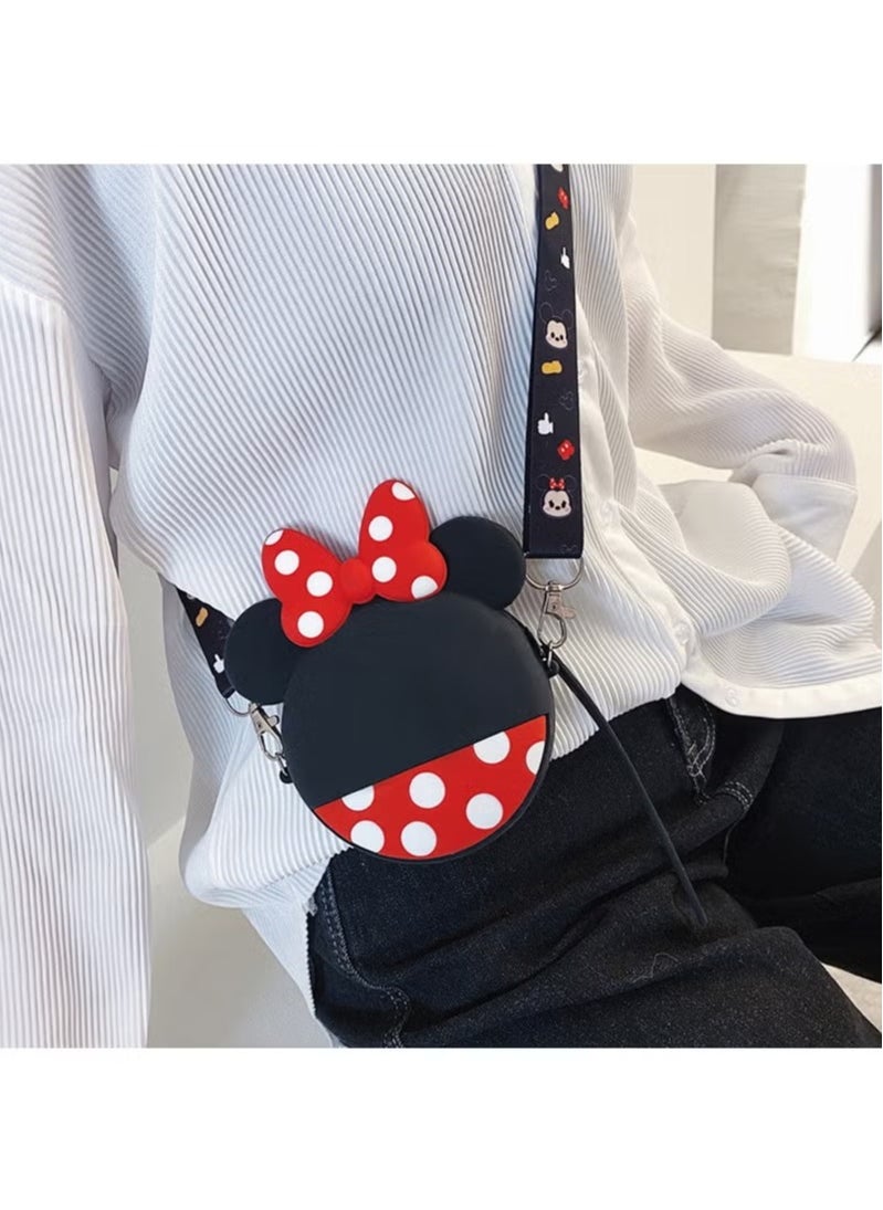 JSDUN - Minnie Mouse Shoulder Bag for Kids Cute Cartoon Silicone Mini Kids Purse, Cartoon Minnie Shoulder Bag with Adjustable Strap Length for Kids Gifts Birthday Gifts - Image 1