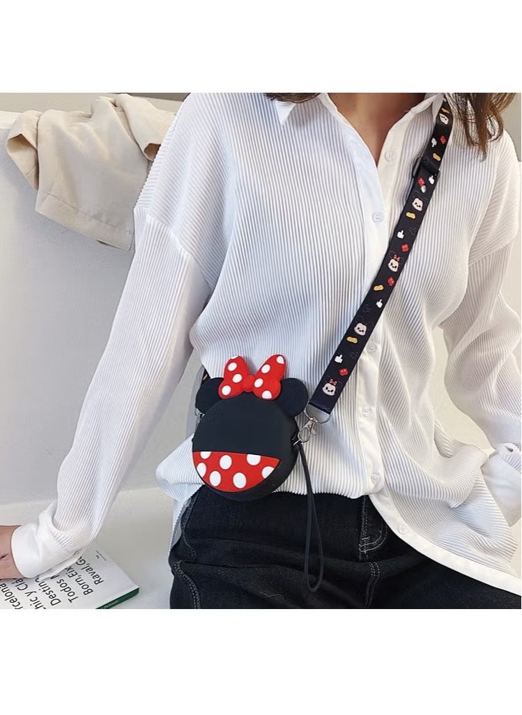JSDUN - Minnie Mouse Shoulder Bag for Kids Cute Cartoon Silicone Mini Kids Purse, Cartoon Minnie Shoulder Bag with Adjustable Strap Length for Kids Gifts Birthday Gifts - Image 1