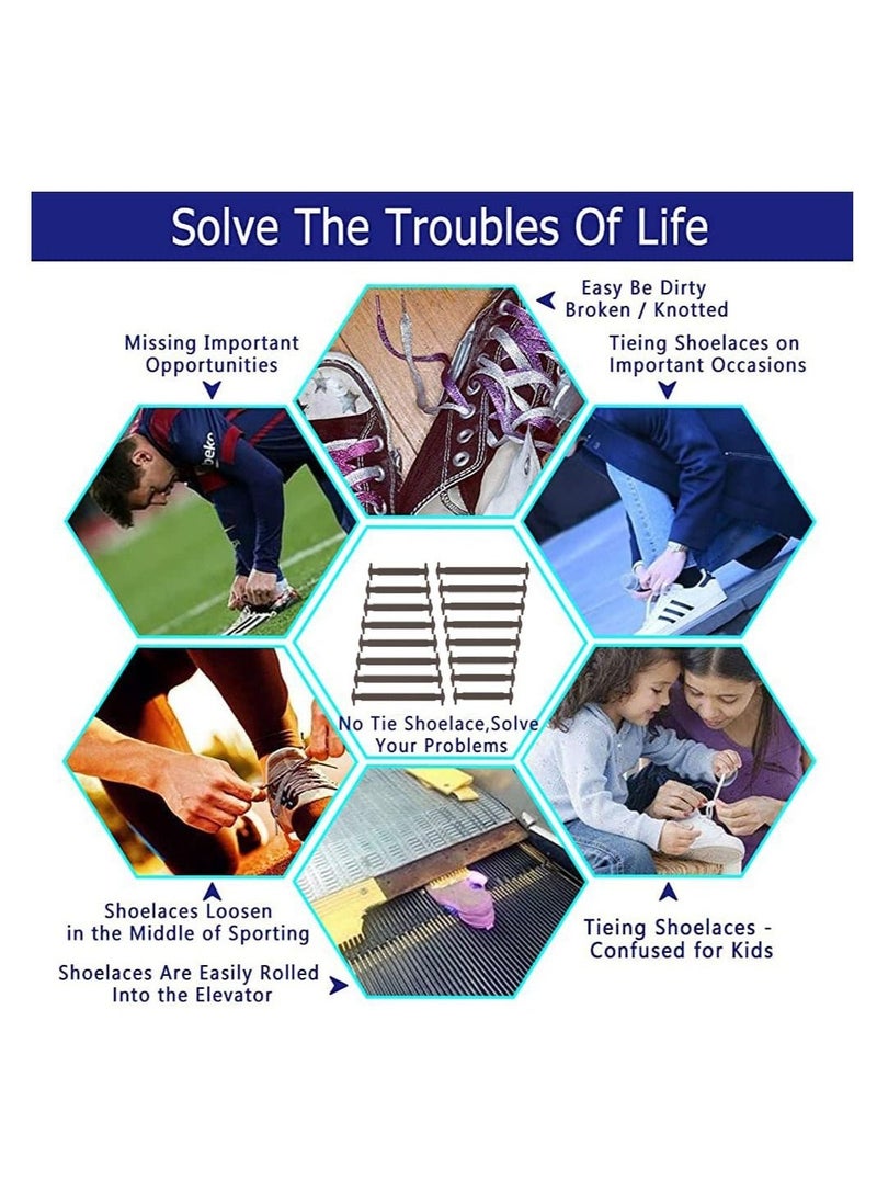 إسكدنيا No Tie Shoelaces for Kids and Adults, Stretch Silicone Elastic Shoe Laces, Lazy Quick Tie Tieless Waterproof Wash-free Shoe Laces for Sneakers Running Shoe Boots Board and Casual Shoes, Adult-Brown - Image 3