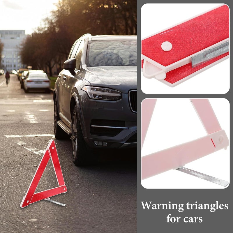 2pcs Foldable Reflective Triangle Warning Signs Car Safety Reflectors Emergency Roadside Tripod Stopper Plastic Triangles for Vehicle Breakdown - Image 3