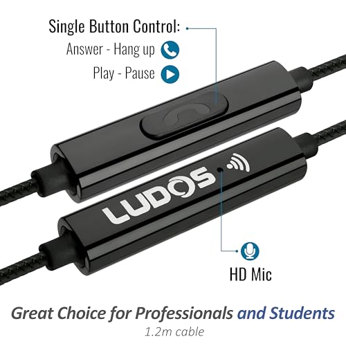 LUDOS Clamor Wired Earbuds in-Ear Headphones, 5 Years Warranty, Earphones with Microphone, Noise Isolating Ear Buds, Memory Foam for iPhone, Samsung, School Students, Kids, Women, Small Ears - Grey - Image 2