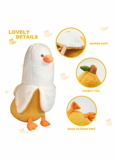 SYOSI Banana Duck Plush Toy Lovely Plushie Hugging Plush Pillow Duck Stuffed Animal for Girls and Boys White 19.7"  - Image 3