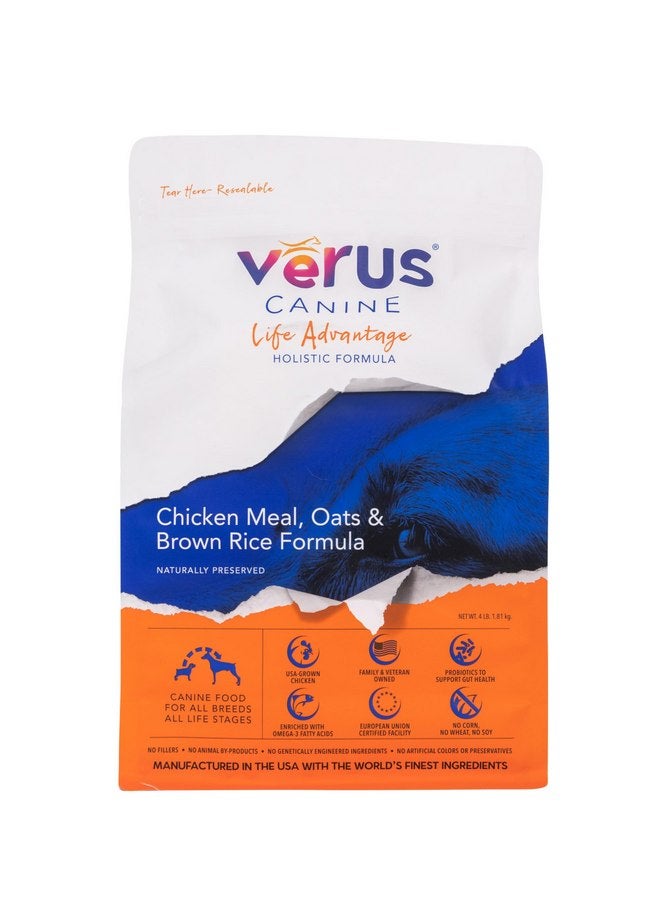 فيروس طعام الكلاب الجاف من شركة VerUs Pet Foods بنكهة الدجاج، تركيبة Life Advantage (كيس 4 رطل) - Image 2