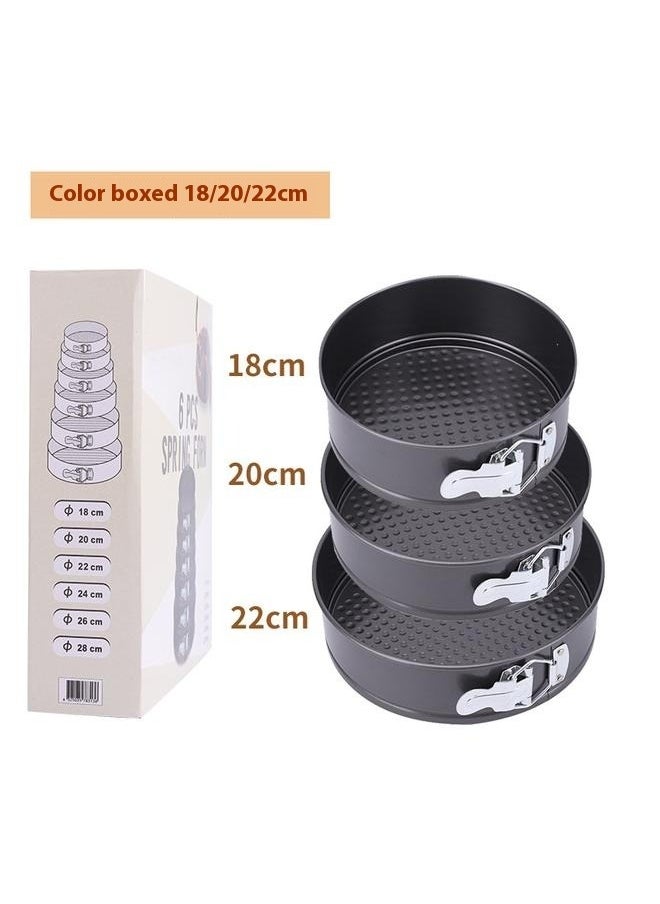 yongsheng 3-Piece Non-Stick Round Cake Mould Set Dark Grey 18cm+20cm+22cm- circular Springform interlocking and leak- proof seal carbon baking C ake Pan  - Image 3