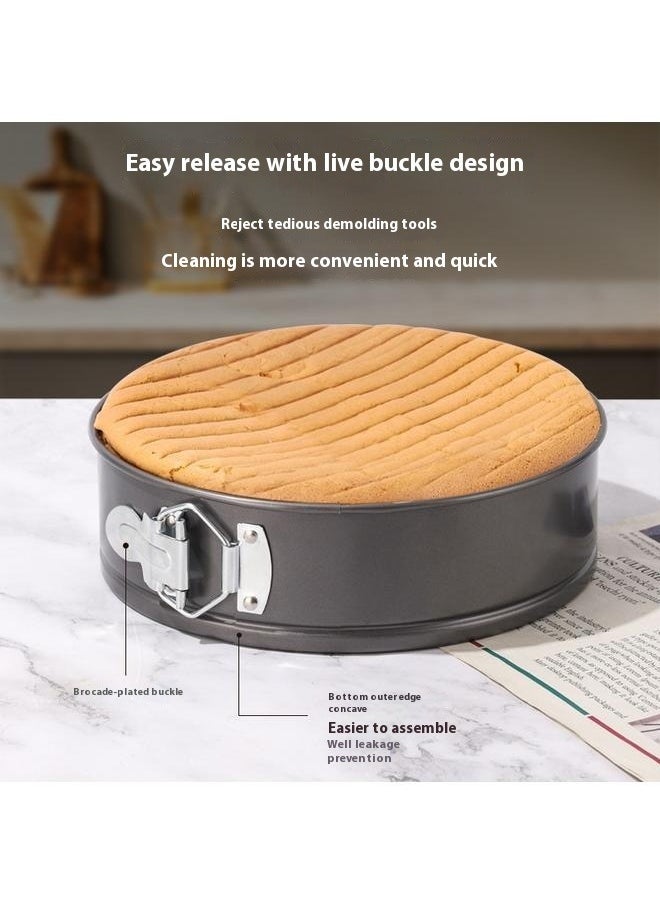yongsheng 3-Piece Non-Stick Round Cake Mould Set Dark Grey 18cm+20cm+22cm- circular Springform interlocking and leak- proof seal carbon baking C ake Pan  - Image 4